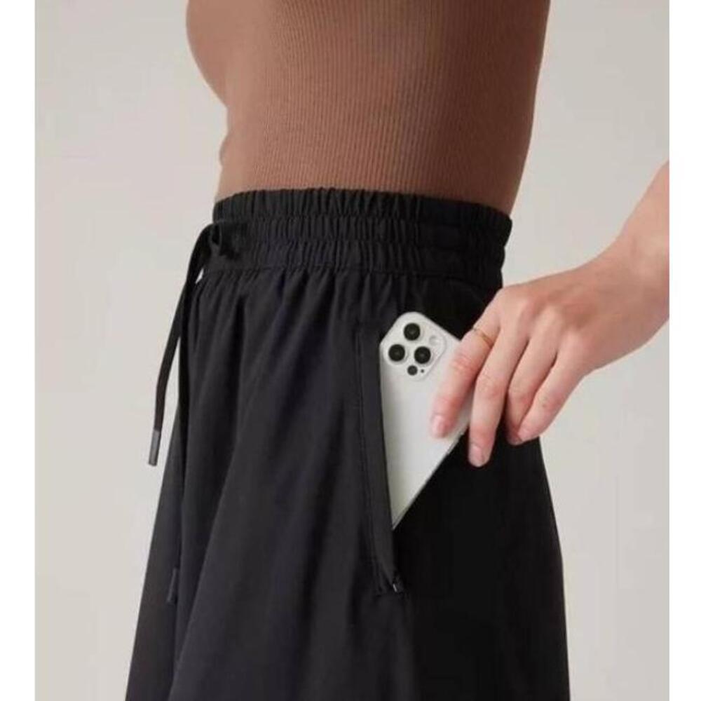 Athleta Black A-Line Skirt With Pockets Midi Strings Womens Size 22 - Picture 4 of 12